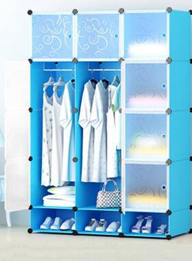简易衣柜盒组装衣橱塑料组合防尘储物柜子衣WPJ物pp挂纳收透明收纳柜