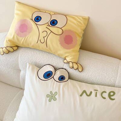 卡通风可爱海床绵宝宝100支全K4棉长棉四件童套纯绒棉儿被套上用