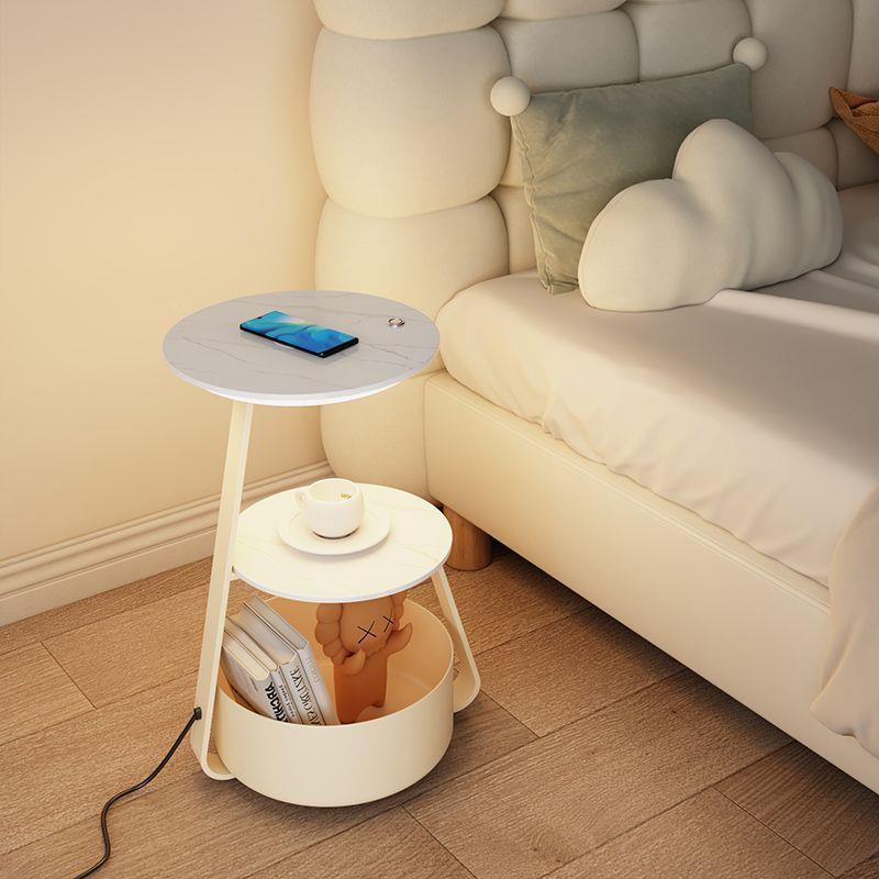 奶油风卧室床柜头氛灯一体客厅沙发边几落地灯TCI无台线充电围立