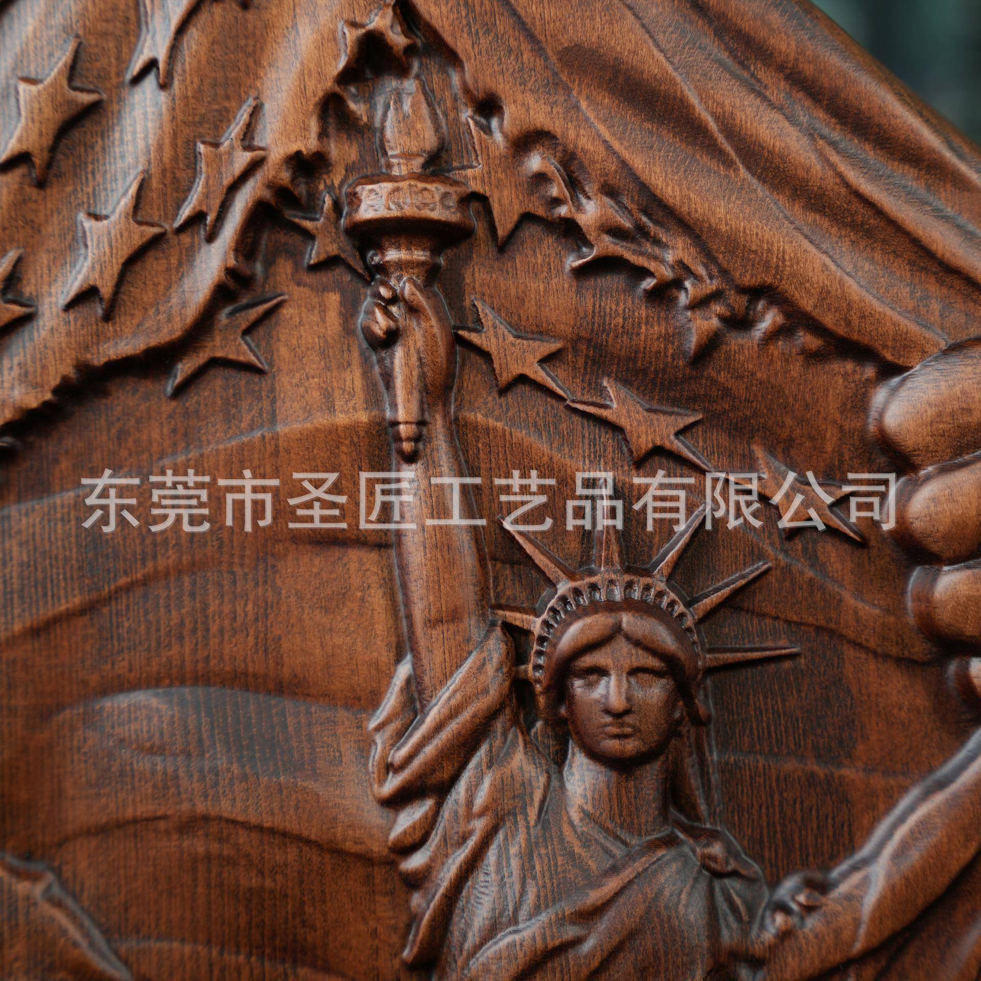 实办木雕自由女神像BGW206工艺品摆刻意件创装饰书桌公室挂件木制