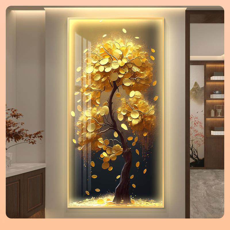 ?财树le带灯轻Fh(h(d$p奢入户玄d关装画简约现代挂画壁发画过饰道