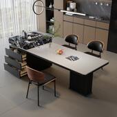 台意岛餐桌一体家用小户型轻奢多式 功能高端缩岩板中岛伸ZWF大户