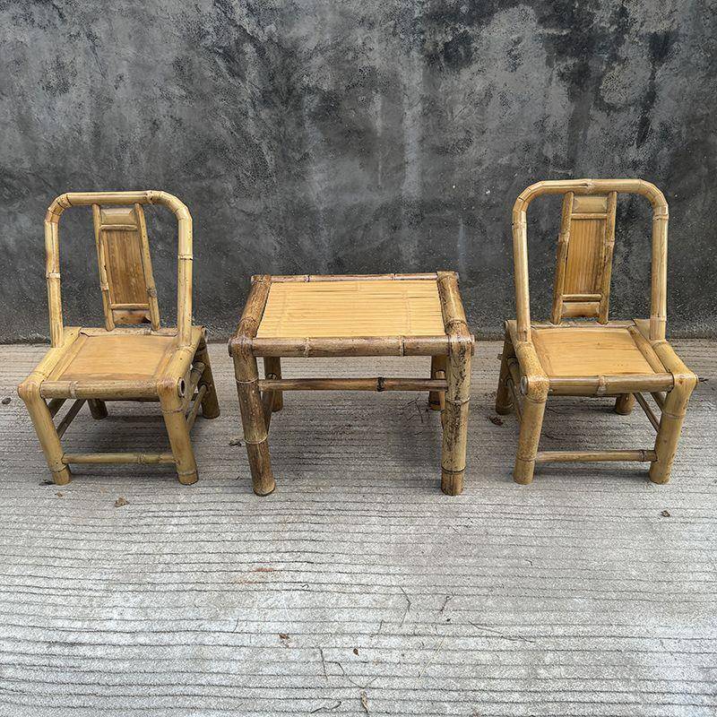 竹休子阳台SQU闲茶桌椅三件编套庭院桌椅桌椅户外家竹纯手工竹用