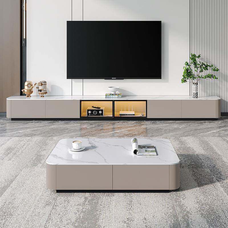 岩板地台视电柜现代简约茶几组合实木奢家轻用DT0045客小户型玻璃