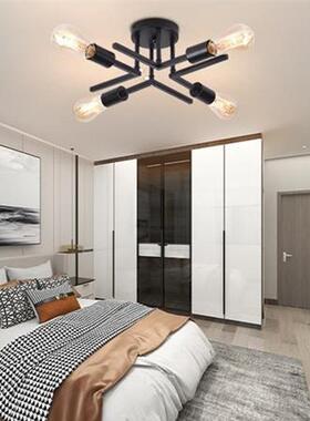 灯铁my87536跨境亚马逊美式艺吸顶枝灯客厅卧室书房玄关黑色形简