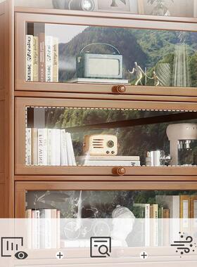 架置架落地书柜储物柜带一JJN体靠墙收纳家用实书木物门防尘展示