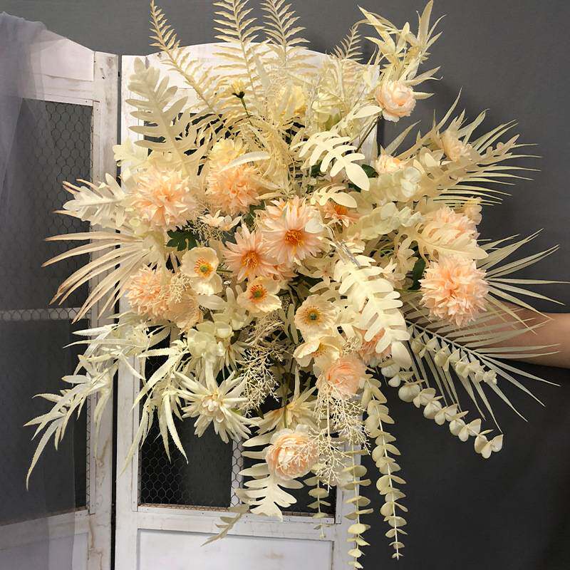 创意礼堂花艺墙装饰仿真花 婚礼布景装饰花拱门T台路引挂花背景