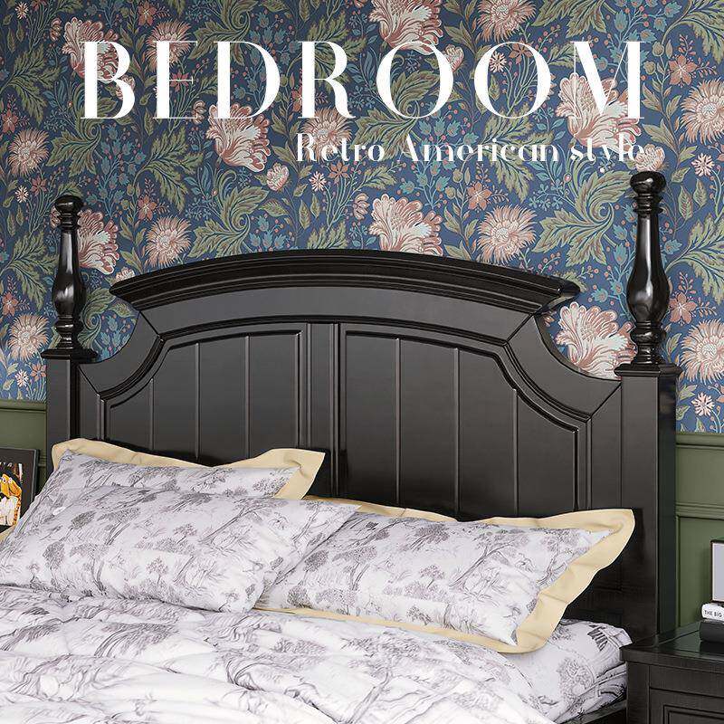 A6L复美式床实木代简约1古5现m1.8m双人床.黑色M915简美婚床古典