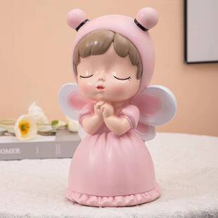 潮玩可爱天使蜜蜂女孩存钱罐摆件客厅玄关电视柜酒柜书桌办公室