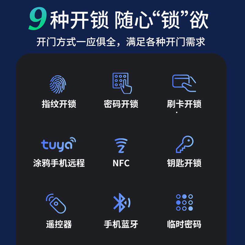 玻璃门指1无纹锁能免开孔办公室锁有框框推拉门智电子门禁密码跨