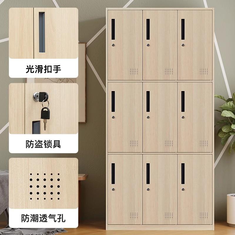带员工柜更GV-462衣钢制木纹房存包柜健身洗浴中心换衣柜柜四六门