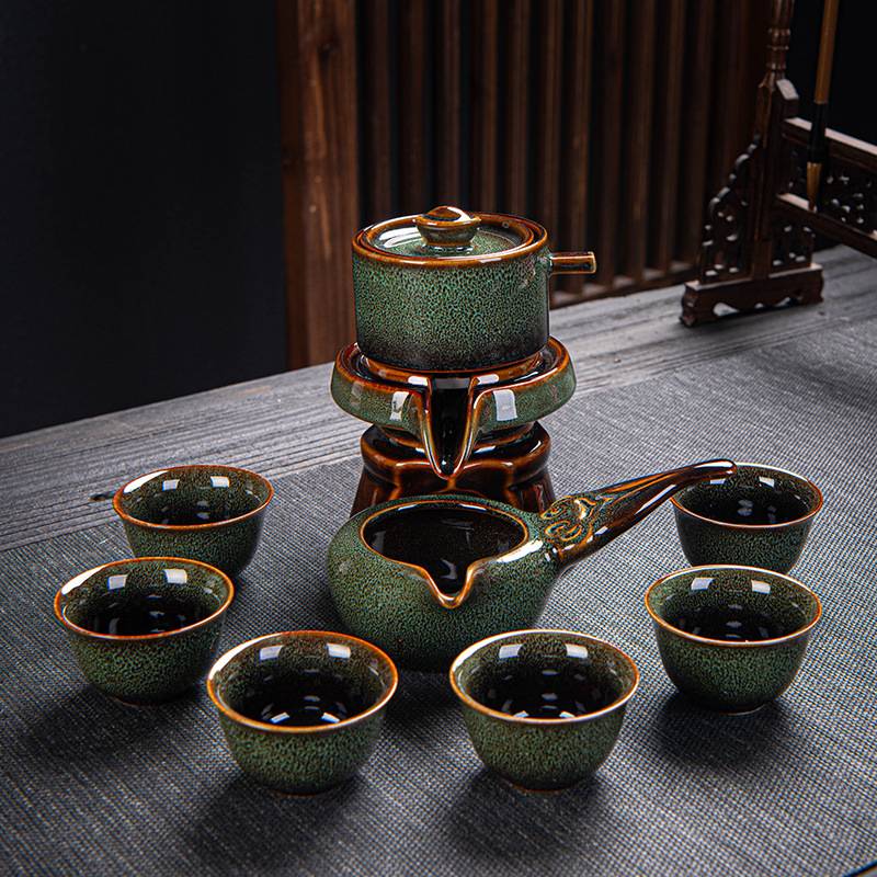 陶瓷石磨自动茶具套装家用办公会客半自动懒人茶具泡茶茶壶泡茶器