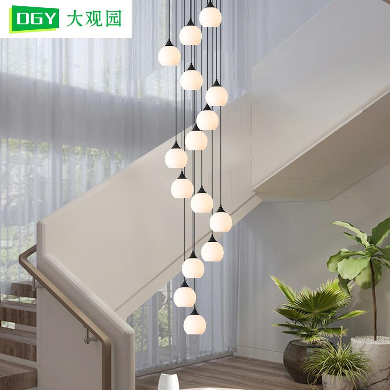 观园楼梯吊灯现代简大约复式楼梯5客大吊灯新633款别墅厅loft吊灯