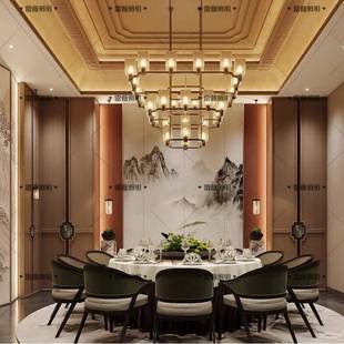 新中式 餐饮包厢吊灯酒店大堂餐厅高档包别墅间复楼大艺堂685铁 式