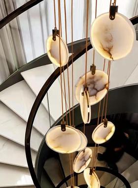 轻吊奢JRY-841楼梯灯长挑吊灯代简约云石极简复式楼现别墅空客厅