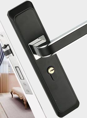 门室内门锁套装卧室锁钢木手门锁执锁实房默认项门锁黑色简约型五