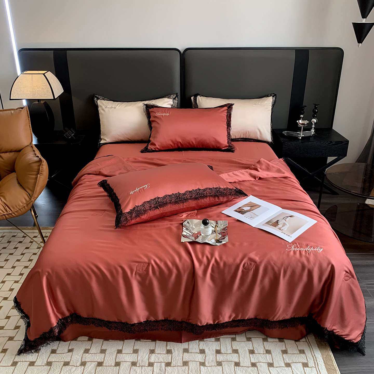 2025新款春夏兰精天丝大豆刺绣夏被夏被四件套-艾薇