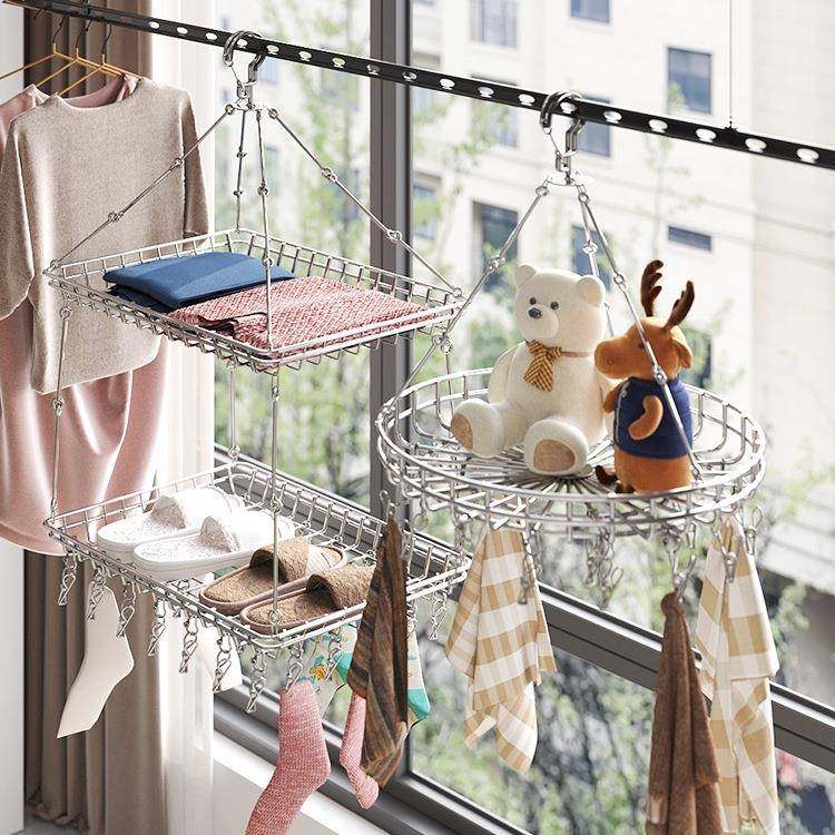 不锈钢家用阳夹台层晒衣网晾衣篮子袜F97TJHST神器平铺晾晒挂网双,收纳整理,晾晒篮/网,淘宝优惠券,粉丝福利购,淘宝优惠卷