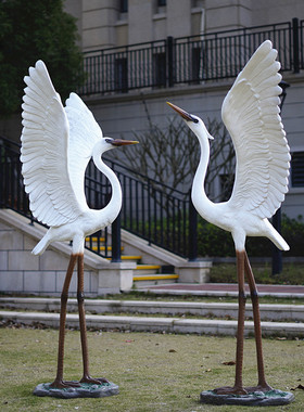 户外仿真白鹭摆件玻璃钢园林景观雕塑庭院水池塘草坪动.物美陈装