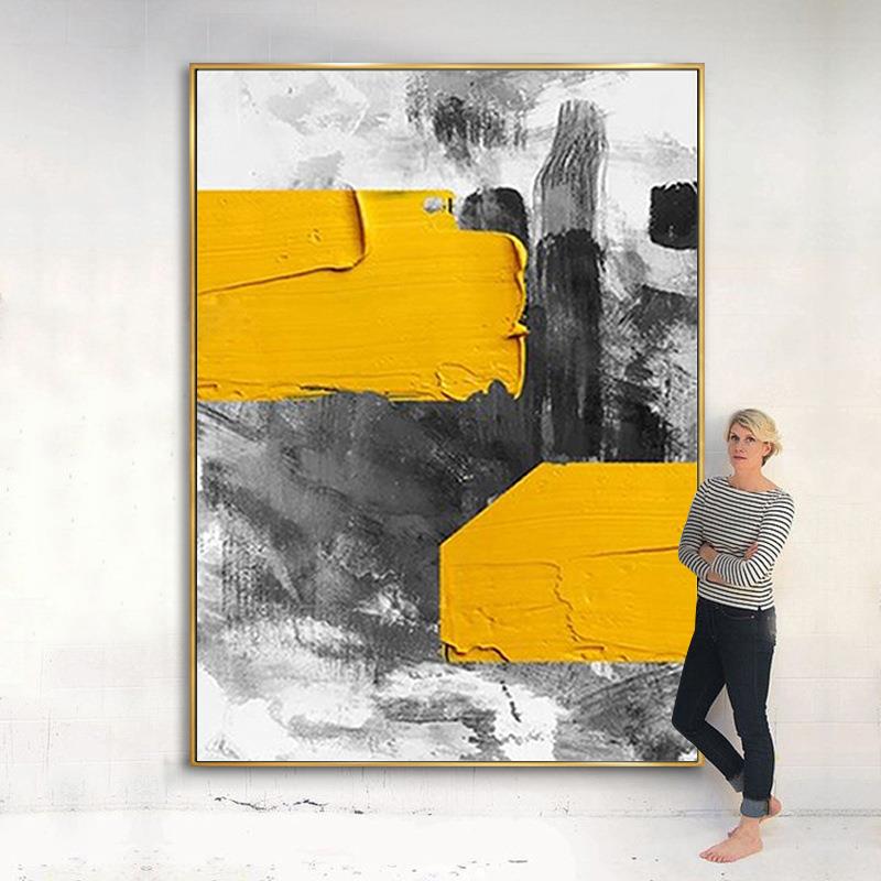 纯手绘装AL-63061饰画立体肌理抽批象黑橙油画玄关背白景客厅餐厅