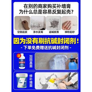 墙子修补防膏白色墙壁破损补墙膏水防面潮乳胶漆家用白墙ALT-墙不