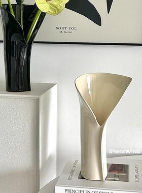 ins风高颜值瓷瓶高级感陶广口插OYQ花花花器奶瓶油装饰花家居摆件