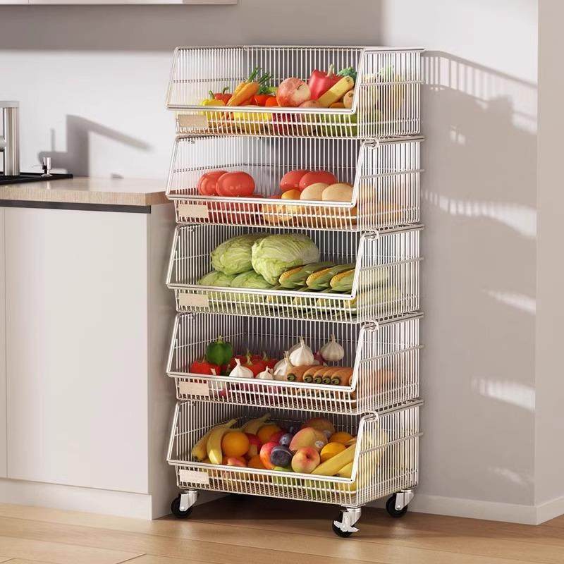 厨房菜篮子置物架多层SCL40落地水果菜纳收架移家用动推车储物架