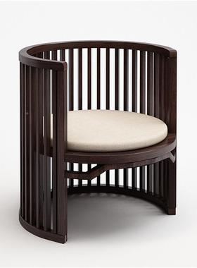 休闲椅子意实KOR木布艺性现个中式售楼处会所餐厅酒店创家代具