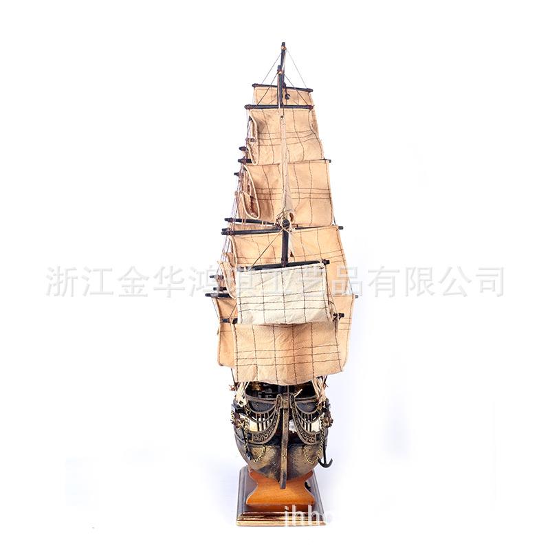 78cm木质仿古帆船模型桌面橱窗装饰摆件手工组装工艺一帆风顺