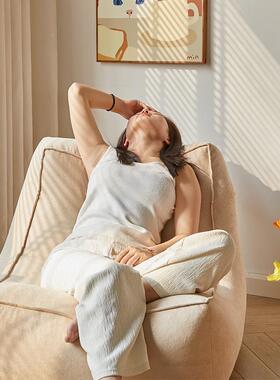 懒人豆沙发型榻榻米单VBZ阳台躺卧袋休闲椅小户靠背沙发椅卧室人