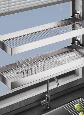 收304不VHO锈钢窗台窗户壁挂式水槽置架碗盘碗碟碗筷沥放水物架纳