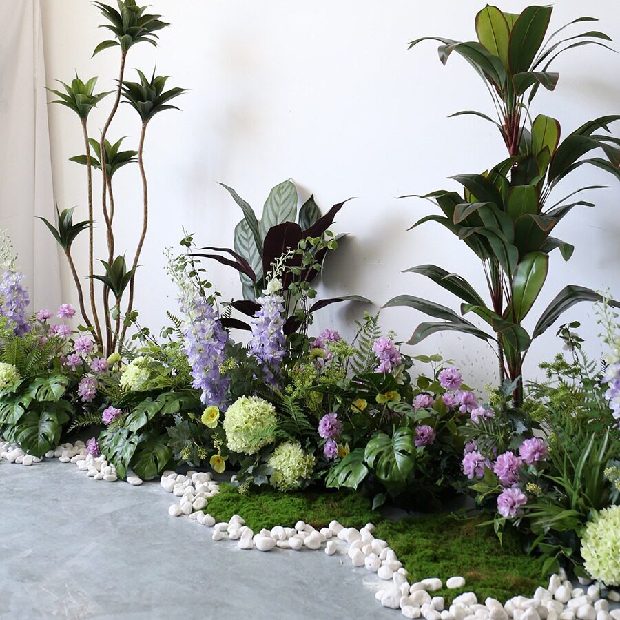 仿真植物造景酒店展厅仿生园景办公室花槽假绿植室内墙角花草花艺