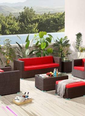 户外院沙编发藤防晒防水组合客厅53787庭室藤椅藤制休闲三人外网红家具