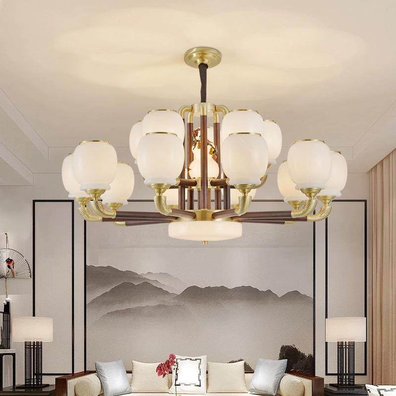 新中式吊胡灯格餐972全铜大气卧室黑桃实木别墅现代风简约客厅厅,家装灯饰光源,智能吊灯,淘宝优惠券,粉丝福利购,淘宝优惠卷