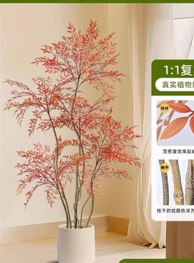 风南天竹真绿植红色高栽端轻奢室内客厅大盆落SZL地摆件中仿古假