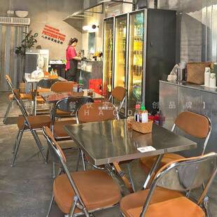业风网红越工粉店不锈钢功折叠桌南ZD186快餐店桌子现代烧烤摊多能桌椅