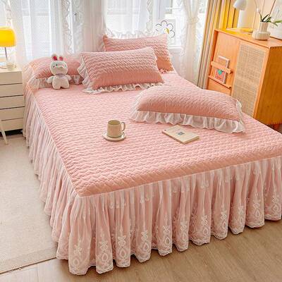 夹床裙四件套a类母级婴冬季加厚床笠水棉洗棉棉三DW-91002件套南