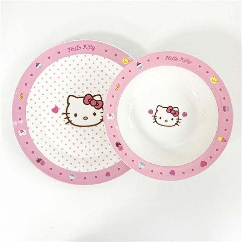 HelloKitty韩式莓汤碗家用陶瓷盘子可爱饭碗菜碟盘餐具套装