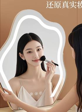 法式风云朵化妆镜台式桌旋转梳妆镜带灯498可化妆镜l镜ed梳妆面台