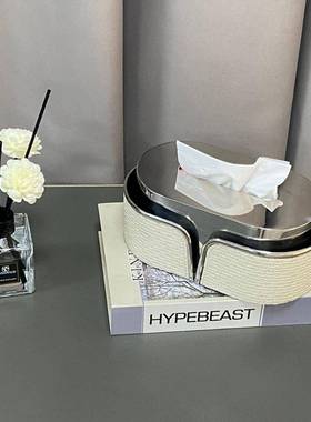 轻奢皮革纸巾盒客家用茶几不钢巾盒锈高档软装纸厅668巾盒托盘纸