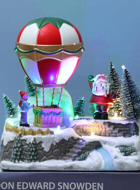 圣装饰品摆件20201621球发光音乐旋转热诞气境圣诞老人树脂工艺品