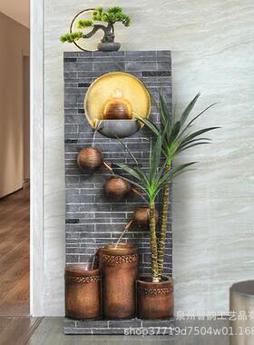 工艺风格假喷泉流水FNK摆件客厅办室庭院阳山台公新大型水幕墙装