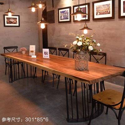 茶黑胡桃木板木板茶几书桌台自然茶945大边画室公会办公桌现货馆