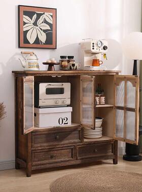 美餐客边柜复古简约GNW茶水柜小实木型酒柜厅边柜储物柜靠墙式置