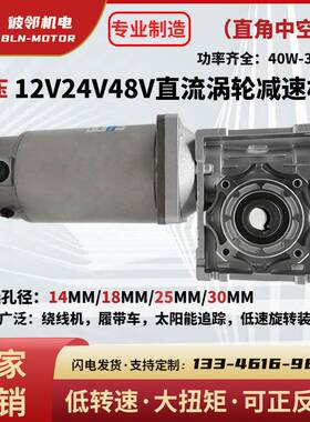 12V电机24v40W60W120W200W有刷直流涡轮蜗杆正反转调速rv减速机