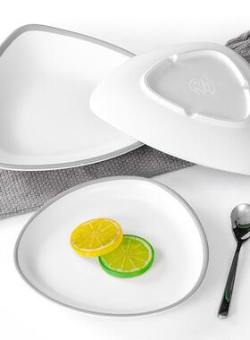 10个URU装胺盘子商用餐盘具套装长密方深盘餐厅店饭圆菜盘塑料小