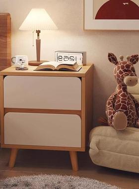 实木床头架柜卧GJS现室简床约代简易收纳小型储物柜家用边置物柜