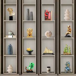 新中式老板办公室领导办公桌摆件高端大气上档次茶室展示柜装饰