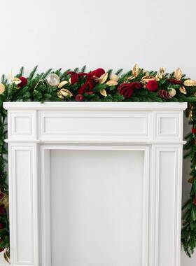 NUCHI跨境圣诞节装饰品2.7米天鹅绒球圣诞藤条店铺美陈圣诞藤条