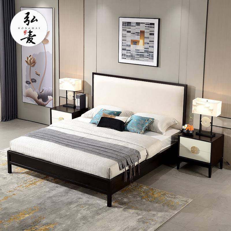 K中式实木高脚床白床新蜡木主卧双人床大床高腿加高现代BSI简7约1